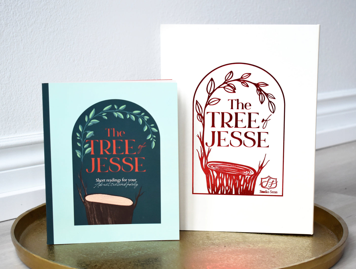 Jesse Tree Wooden Ornament Set with Book